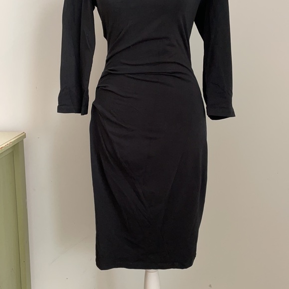 James Perse Asymmetrical Boatneck Dress 3/4 Sleeve - Picture 4 of 5